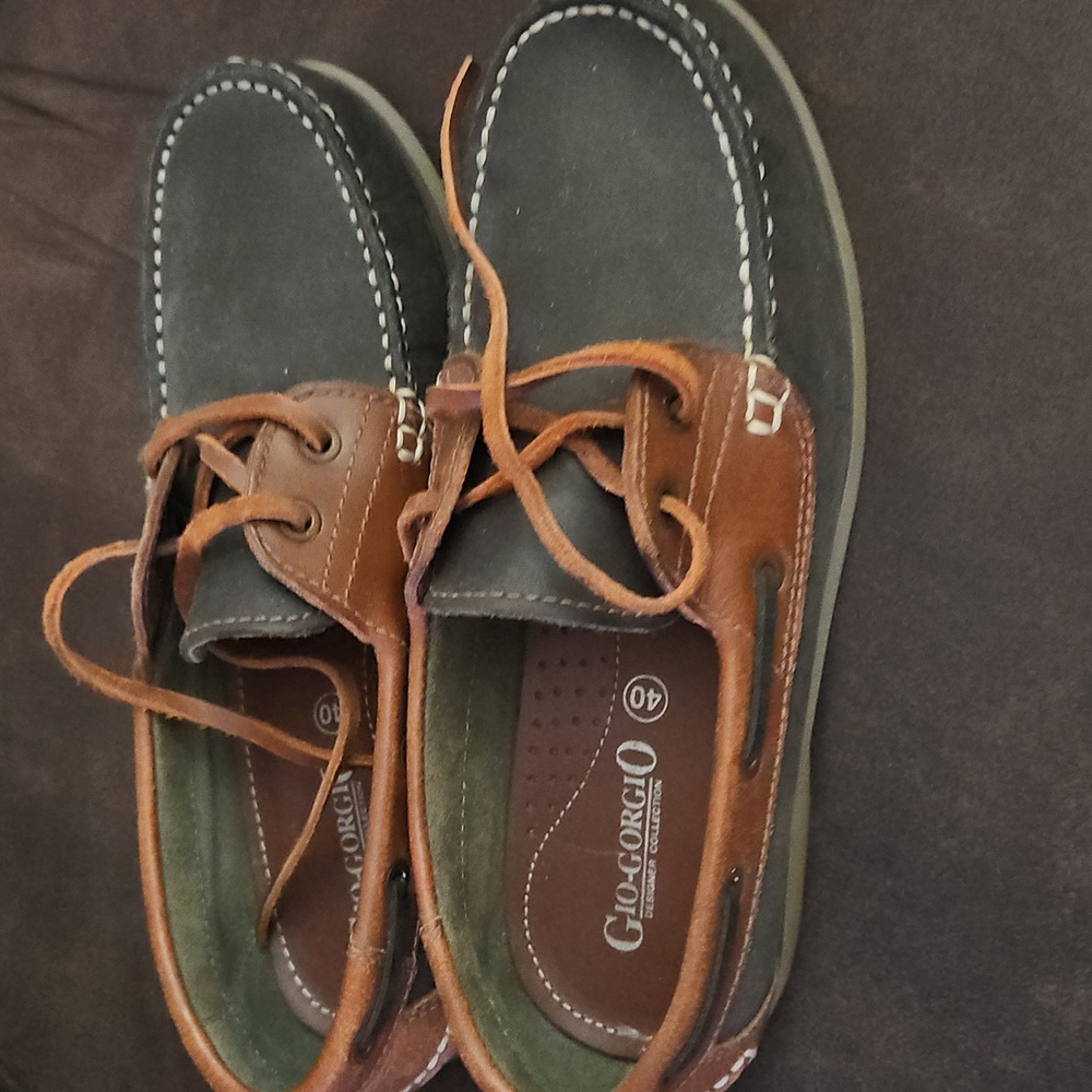 Gio Gorgio Designer Collection Brown Leather Boat Shoes Size 40